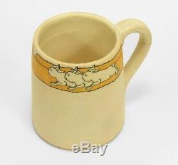 SEG Saturday Evening Girls Pottery large triple running rabbit mug arts & crafts