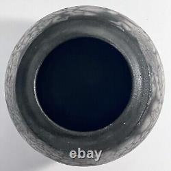 STUNNING RAKU POT / 4.5 x 6 Inches / Smoky Grey & Black Glaze / Signed'SAIO