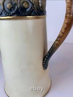 STUNNING RARE Antique Arts and Crafts Hampshire Pottery Pitcher Vase Leaf