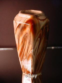 Scarce Weller Art Pottery Brown & White Marbleized Hexagon Vase Arts & Crafts