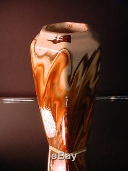 Scarce Weller Art Pottery Brown & White Marbleized Hexagon Vase Arts & Crafts