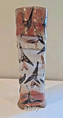 Sequoia Miller Studio Pottery Small Fish Bud Vase 12.5 Folk Art