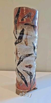 Sequoia Miller Studio Pottery Small Fish Bud Vase 12.5 Folk Art