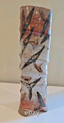 Sequoia Miller Studio Pottery Small Fish Bud Vase 12.5 Folk Art