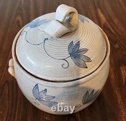 Shirley Buckler Stoneware Lidded Crock 7x 6 Vintage Rare Signed EUC