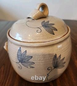 Shirley Buckler Stoneware Lidded Crock 7x 6 Vintage Rare Signed EUC