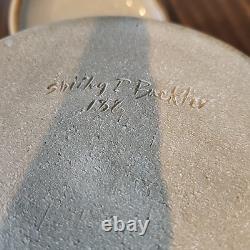 Shirley Buckler Stoneware Lidded Crock 7x 6 Vintage Rare Signed EUC