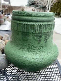 Signed wheatley pottery, Green Curdled Green Grueby style Glaze. Arts Crafts