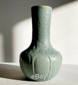 Striking GRUEBY POTTERY Vase (Wilhelmina Post) Turquoise Arts & Crafts Boston