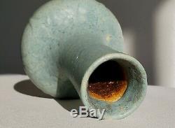 Striking GRUEBY POTTERY Vase (Wilhelmina Post) Turquoise Arts & Crafts Boston