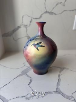 Studio Art Pottery Crystalline Glazed Hummingbird Vase, Burgess 1988, Rare Gifts