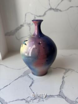 Studio Art Pottery Crystalline Glazed Hummingbird Vase, Burgess 1988, Rare Gifts