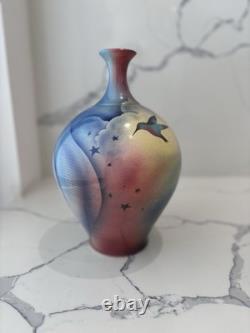 Studio Art Pottery Crystalline Glazed Hummingbird Vase, Burgess 1988, Rare Gifts