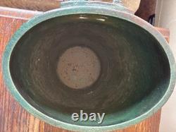 Studio Crafted Ceramic Vase Green Black Copper Abstract Signed