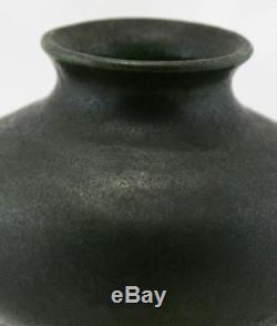Studio Pottery 3.5 Arts & Crafts Vase Organic Leathery Matte Green Glaze Mint