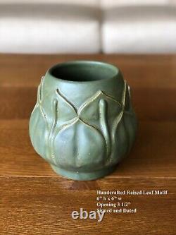 Studio Pottery Collection Of 6 Arts & Crafts Grueby Style Matte Green Vases