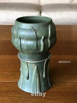 Studio Pottery Collection Of 6 Arts & Crafts Grueby Style Matte Green Vases