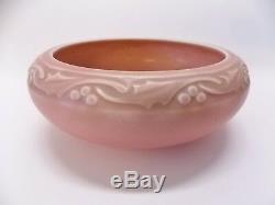 Sublime Circa 1927 Arts And Crafts Rookwood Pottery Pink Brown Holly Berry Bowl
