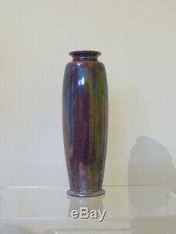 Superb Arts & Crafts Ruskin Pottery Tube Vase Purple Lustre Glaze 1922