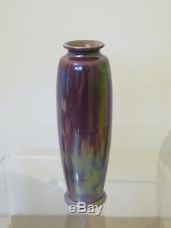 Superb Arts & Crafts Ruskin Pottery Tube Vase Purple Lustre Glaze 1922