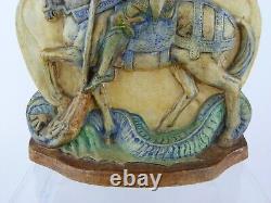 Superb Compton Pottery Arts & Crafts George & Dragon Bookend by Mary Seton Watts