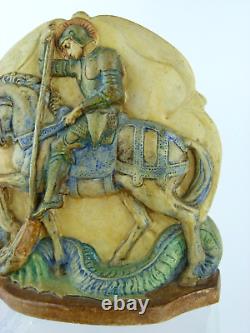 Superb Compton Pottery Arts & Crafts George & Dragon Bookend by Mary Seton Watts