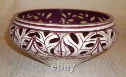 Susan Brown Freeman Incised Art Studio Crafted Bowl Crimson Signed (109)