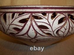 Susan Brown Freeman Incised Art Studio Crafted Bowl Crimson Signed (109)