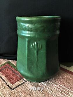 TECO style pottery matte green arts and crafts vase, Zanesville