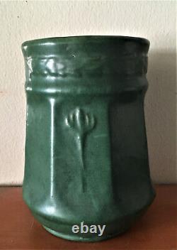 TECO style pottery matte green arts and crafts vase, Zanesville
