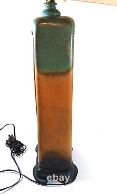 Table Lamp Mission Arts and Crafts Stoneware Art Pottery Pillar Obelisk Signed