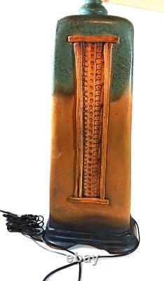 Table Lamp Mission Arts and Crafts Stoneware Art Pottery Pillar Obelisk Signed