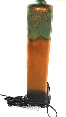 Table Lamp Mission Arts and Crafts Stoneware Art Pottery Pillar Obelisk Signed