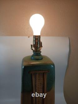Table Lamp Mission Arts and Crafts Stoneware Art Pottery Pillar Obelisk Signed