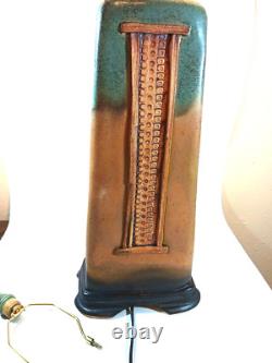 Table Lamp Mission Arts and Crafts Stoneware Art Pottery Pillar Obelisk Signed