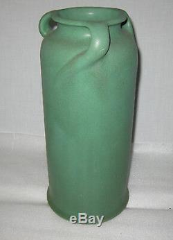 Teco 10.25 Arts & Crafts 3 Handle Vase In Matte Green