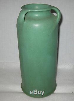 Teco 10.25 Arts & Crafts 3 Handle Vase In Matte Green
