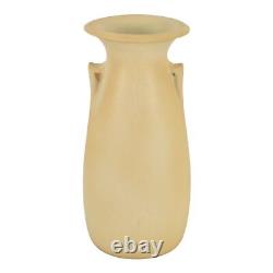 Teco Antique Arts And Crafts Pottery Light Yellow Two Handled Ceramic Vase 429