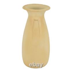 Teco Antique Arts And Crafts Pottery Light Yellow Two Handled Ceramic Vase 429