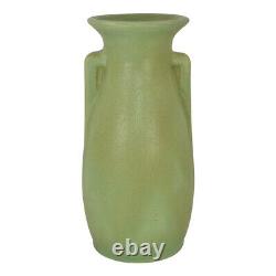 Teco Antique Arts And Crafts Pottery Matte Green Two Handled Ceramic Vase 429