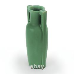Teco Pottery 11.5 matte green 2 buttress tall vase arts & crafts # 432 Gates