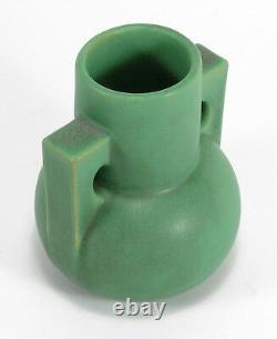 Teco Pottery 2 buttress handle 5.5 matte green Arts & Crafts prairie school