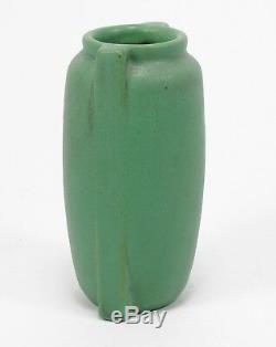 Teco Pottery 2 buttress matte green vase Arts & Crafts WD Gates prairie school