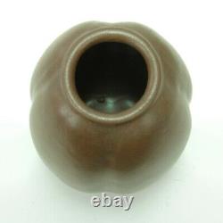 Teco Pottery 5 matte brown 4 lobed ovoid vase shape 114 Arts& Crafts Gates