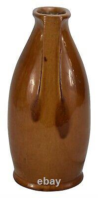 Teco Pottery Architectural Flat Sided Brown Handled Arts and Crafts Vase