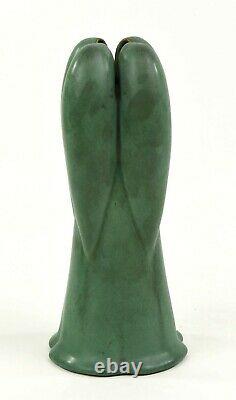 Teco Pottery Arts And Crafts Green 9 Tall Vase Shape Number 186