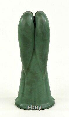 Teco Pottery Arts And Crafts Green 9 Tall Vase Shape Number 186