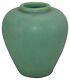 Teco Pottery Charcoaled Matte Green Broad Shouldered Arts And Crafts Vase 202