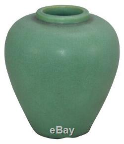Teco Pottery Charcoaled Matte Green Broad Shouldered Arts and Crafts Vase 202