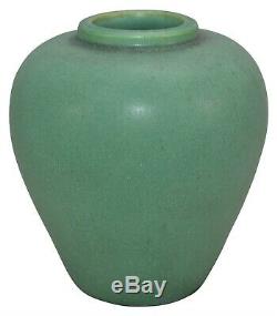 Teco Pottery Charcoaled Matte Green Broad Shouldered Arts and Crafts Vase 202